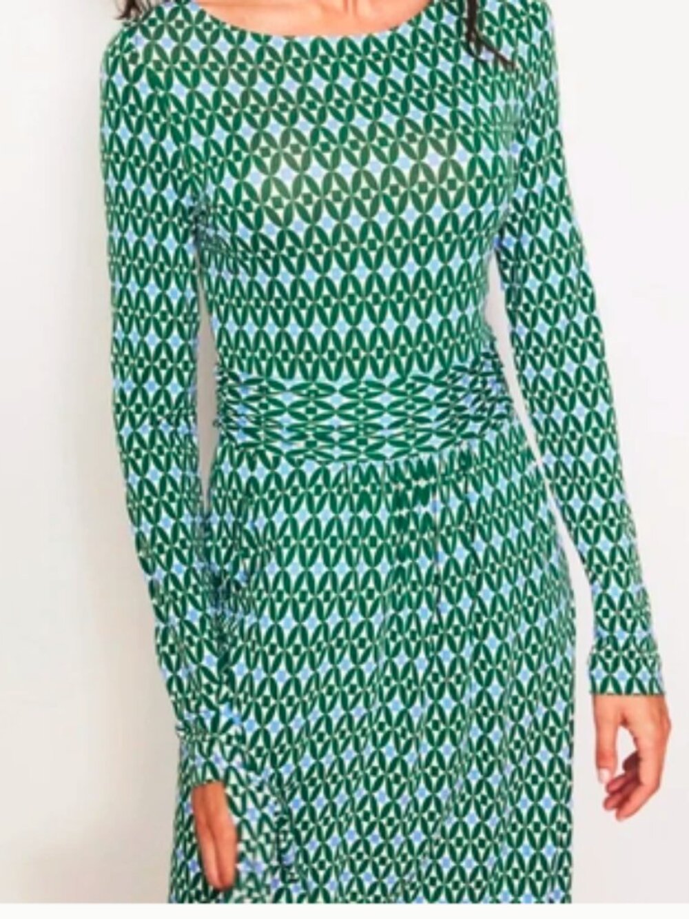 Boden Black & White Long-Sleeve Fit-and-Flare Dress